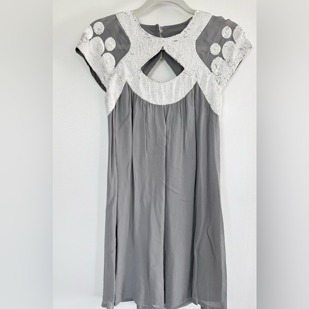 French Connection Gray Dress with White Sequins